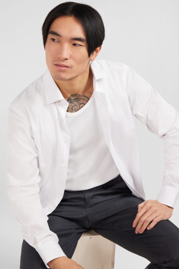Chemise Blanche Slim En Popeline Stretch Eden Park – Image 2