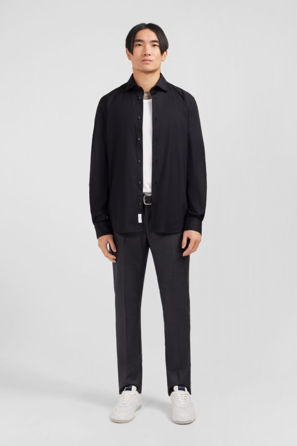 Chemise Noir Slim En Popeline Stretch Eden Park – Image 6