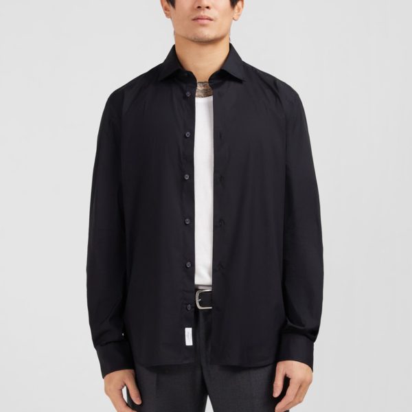 Chemise Noir Slim En Popeline Stretch Eden Park