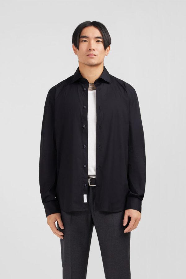 Chemise Noir Slim En Popeline Stretch Eden Park