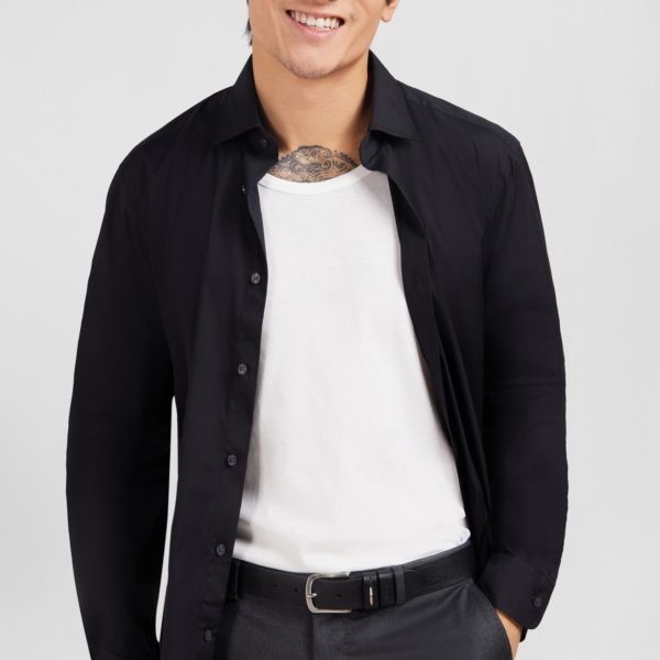 Chemise Noir Slim En Popeline Stretch Eden Park