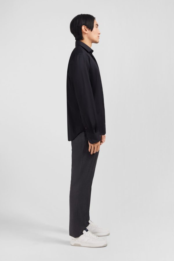 Chemise Noir Slim En Popeline Stretch Eden Park – Image 4