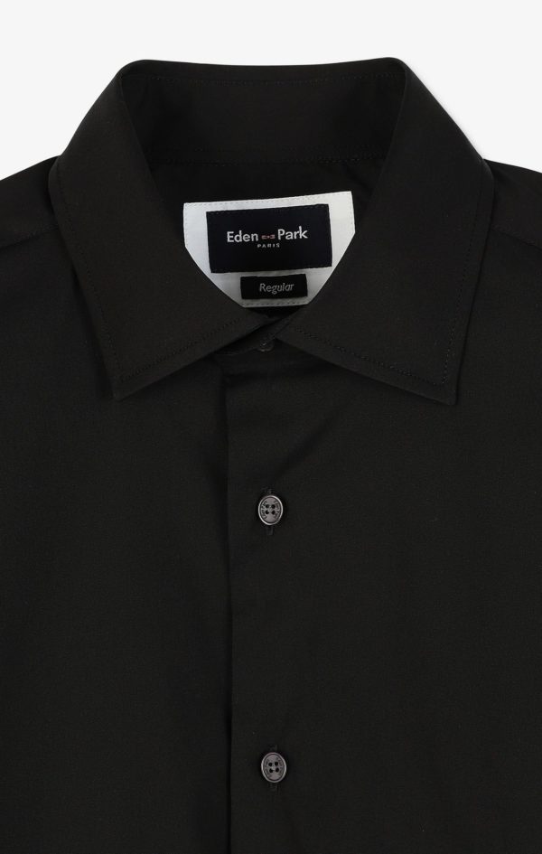Chemise Noire Regular En Popeline Stretch Eden Park – Image 8