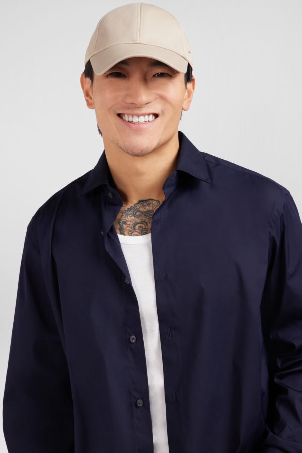 Chemise Bleu Marine Regular En Popeline Stretch Eden Park – Image 2