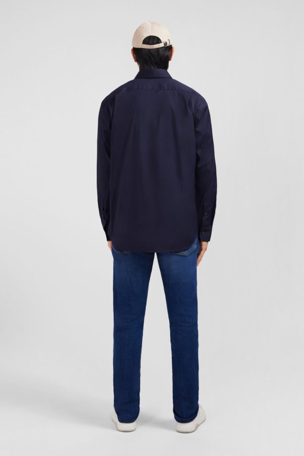 Chemise Bleu Marine Regular En Popeline Stretch Eden Park – Image 5