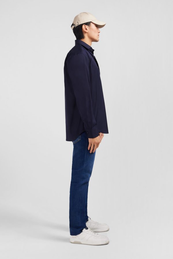 Chemise Bleu Marine Regular En Popeline Stretch Eden Park – Image 4