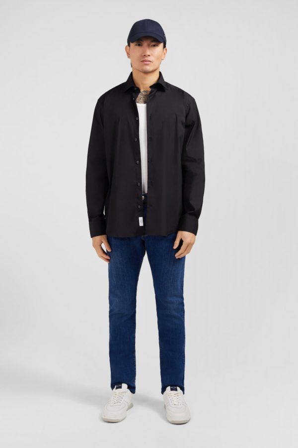 Chemise Noire Regular En Popeline Stretch Eden Park – Image 6