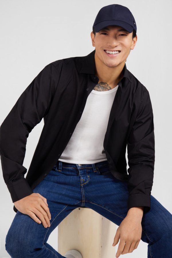Chemise Noire Regular En Popeline Stretch Eden Park – Image 2