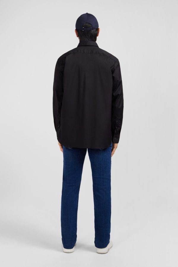 Chemise Noire Regular En Popeline Stretch Eden Park – Image 5