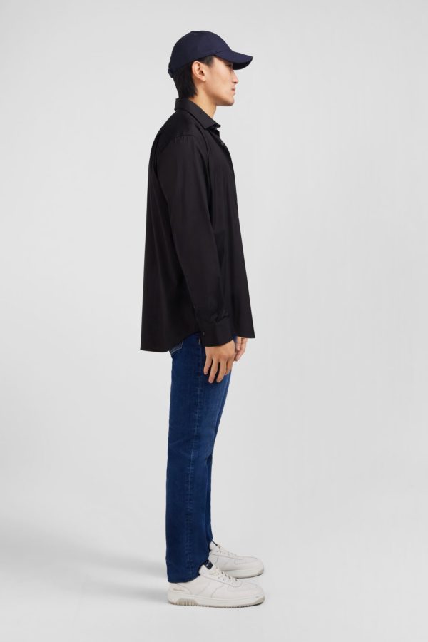 Chemise Noire Regular En Popeline Stretch Eden Park – Image 4