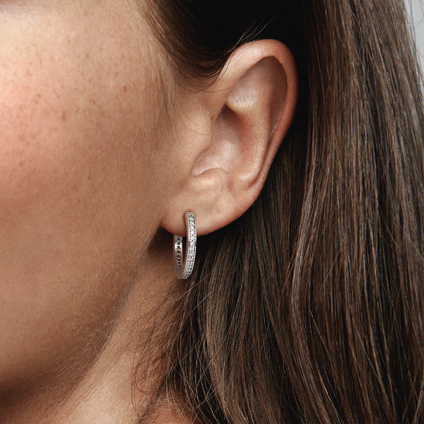 Boucles d'Oreilles Créoles Scintillement et Signature Pandora - Pandora