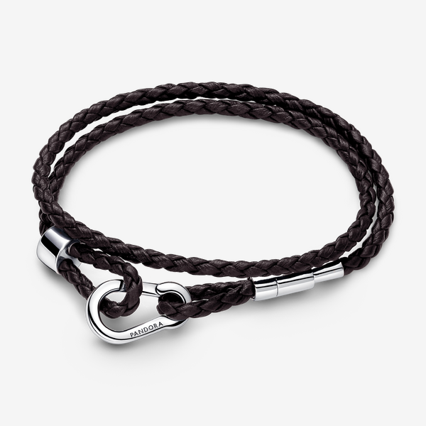 Bracelet Composé en Cuir Monstera Vert & Éléphant Ajouré - Pandora