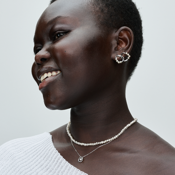 Collier Cercle Pavé de Forme Organique & Perle de Culture d'Eau Douce Traitée - Pandora