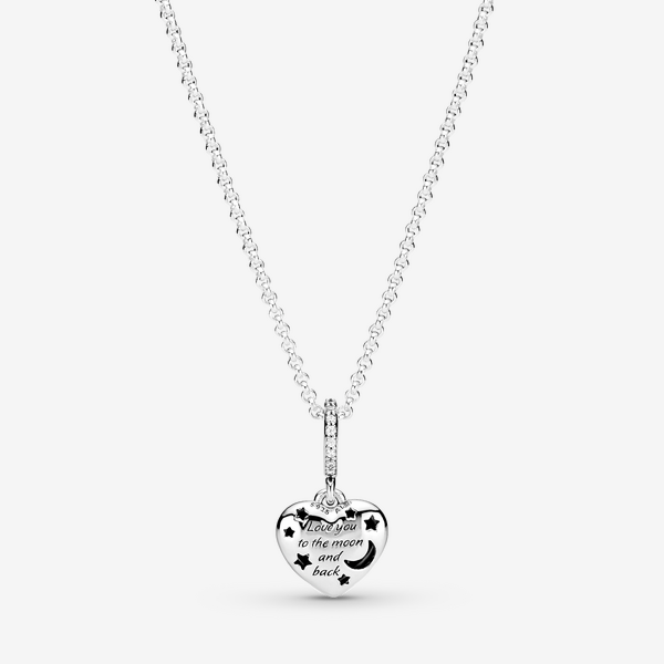 Collier Cœur Scintillant Lune Bleue & Étoiles - Pandora