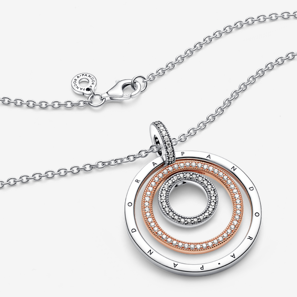 Collier Pendentif Cercles Bicolores - Pandora