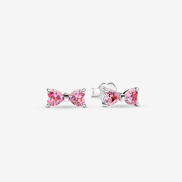 Parure Bague & Clous d'Oreilles Nœud Rose Scintillant - Pandora