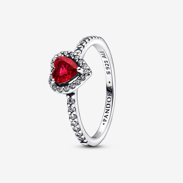 Parure Bague, Collier et Clous d’Oreilles Cœur Rouge - Pandora