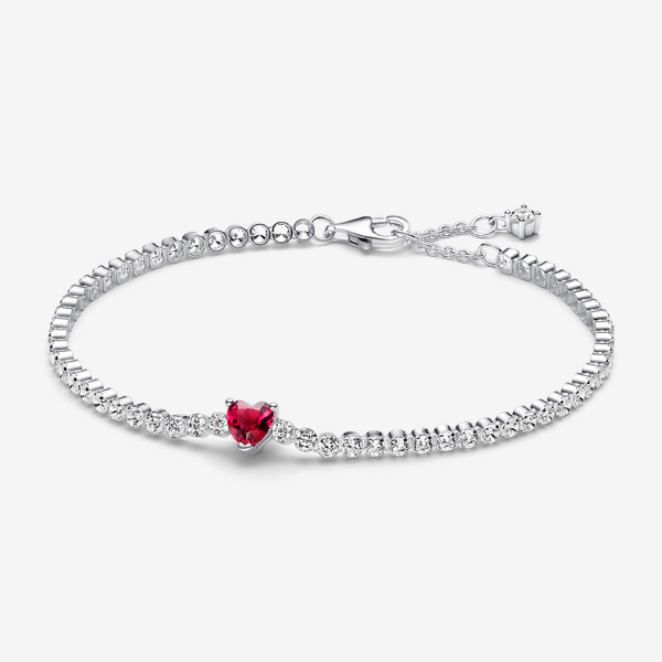 Parure Choker & Bracelet Rivière Cœur Rouge Scintillant - Pandora