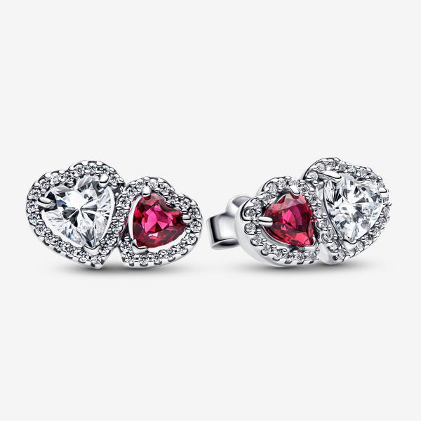 Parure Collier & Clous d'Oreilles Cœurs Halo - Pandora