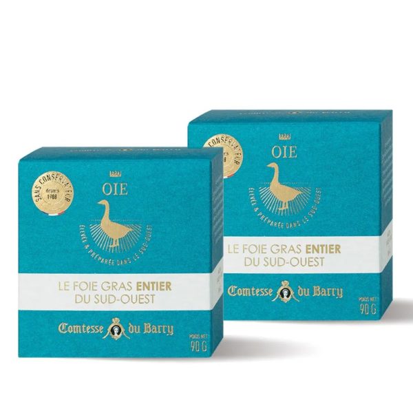 Lot de 2 Foies gras d'oie entier du Sud-Ouest 90g-Comtesse du Barry