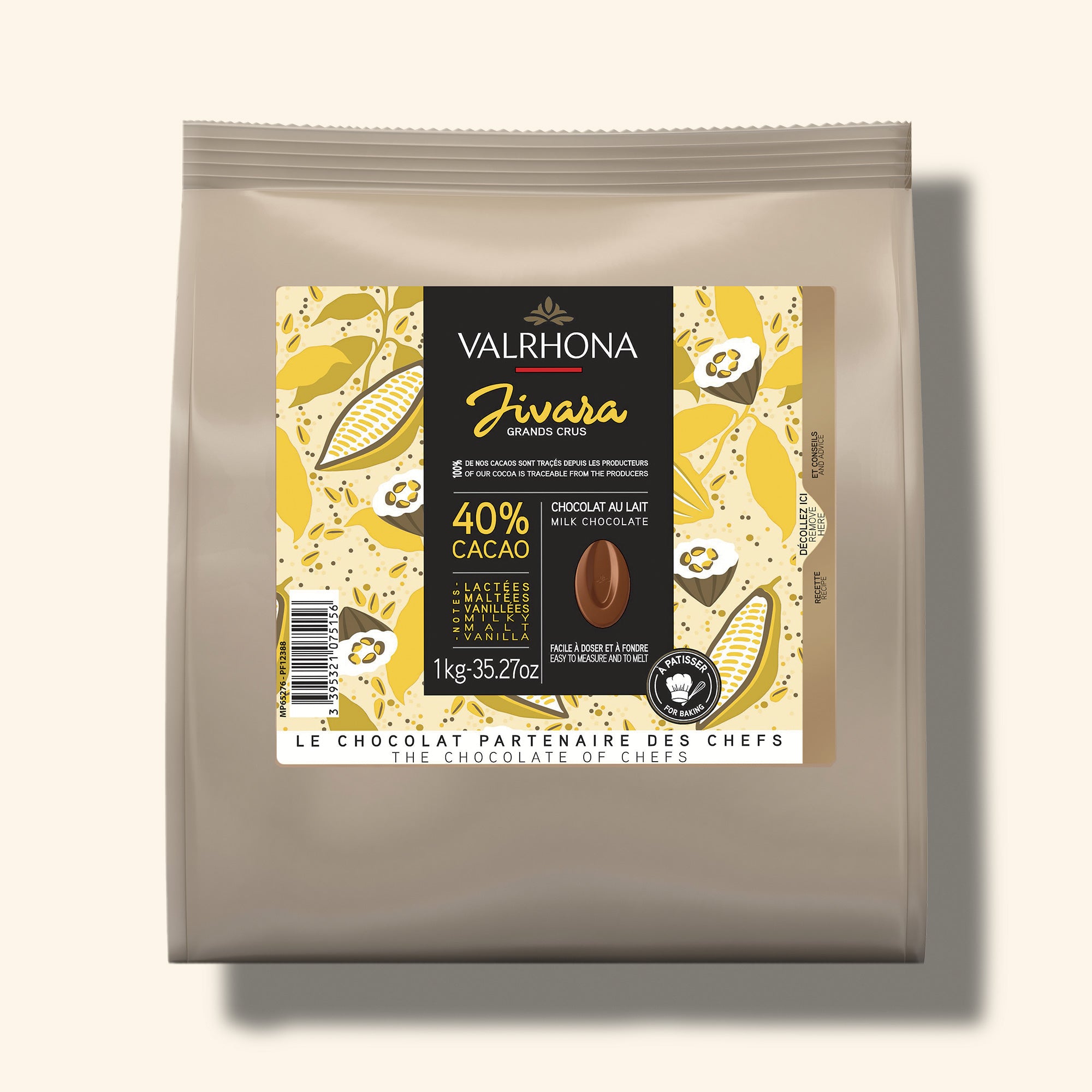 Chocolat au lait pour la pâtisserie Jivara 40% - 1kg - VALRHONA