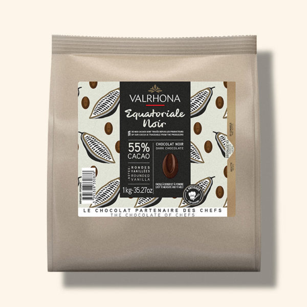 Chocolat noir pour la pâtisserie Equatoriale Noir 55% - 1kg - VALRHONA