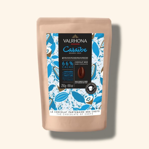 Chocolat noir pour la pâtisserie Caraïbe 66% – 250g – VALRHONA