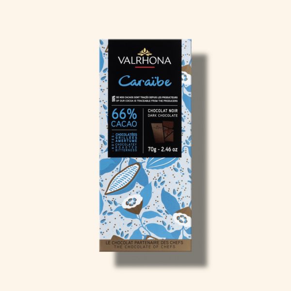 Tablette chocolat noir Caraïbe 66% - 70g - VALRHONA