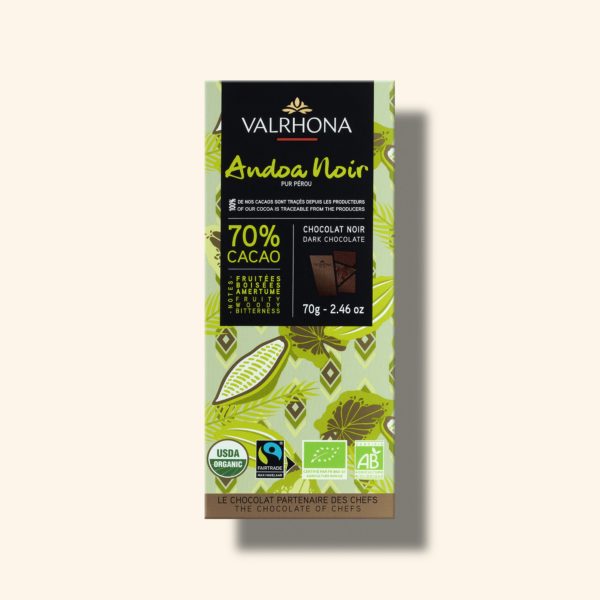 Tablette chocolat noir Andoa Noir 70% - 70g - VALRHONA