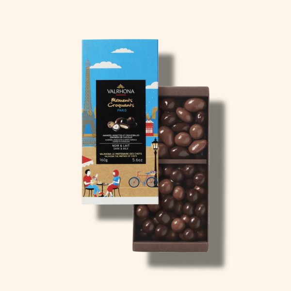 Coffret amandes, noisettes et croustibilles lait et noir - Paris - 160g - VALRHONA