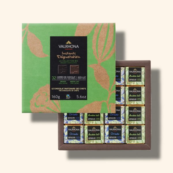 Coffret 32 carrés de chocolat noir et lait Bio - 160g - VALRHONA