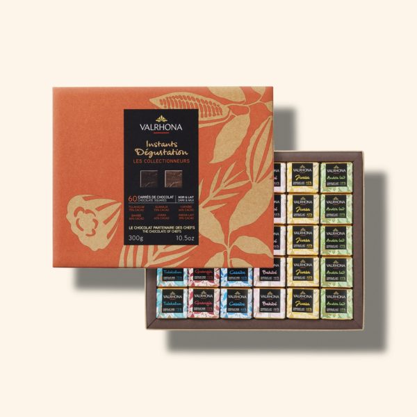 Coffret 60 carrés de chocolat noir et lait - 300g - VALRHONA