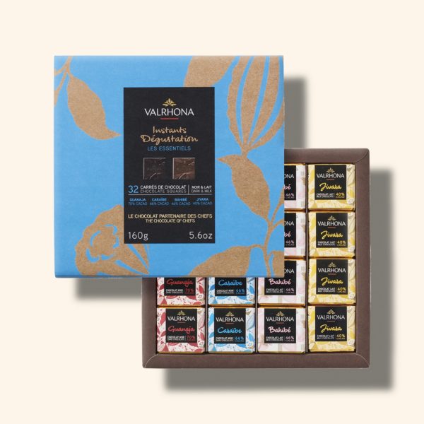 Coffret 32 carrés de chocolat noir et lait - 160g - VALRHONA