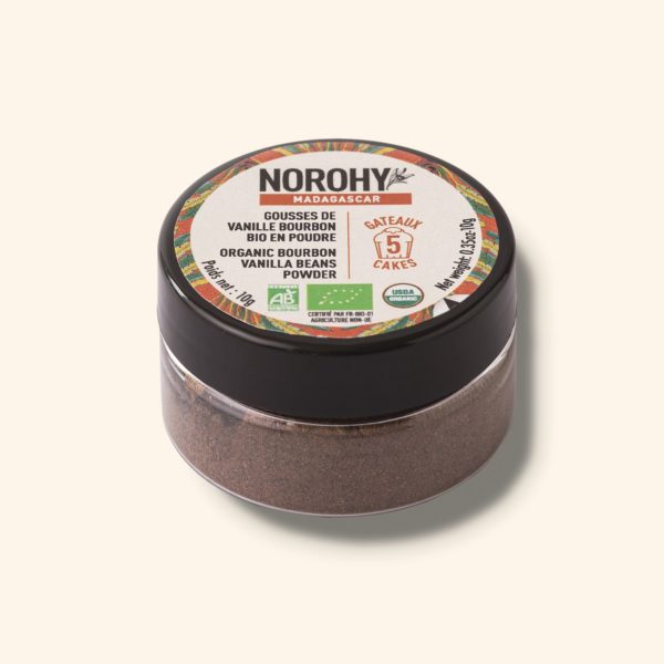 Gousses de vanille Bourbon Bio en poudre de Madagascar - 10g - NOROHY