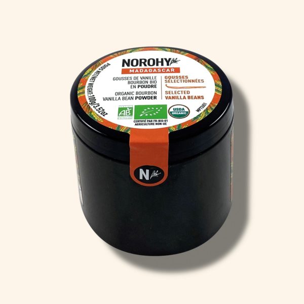 Gousses de vanille Bourbon Bio en poudre de Madagascar - 100g - NOROHY