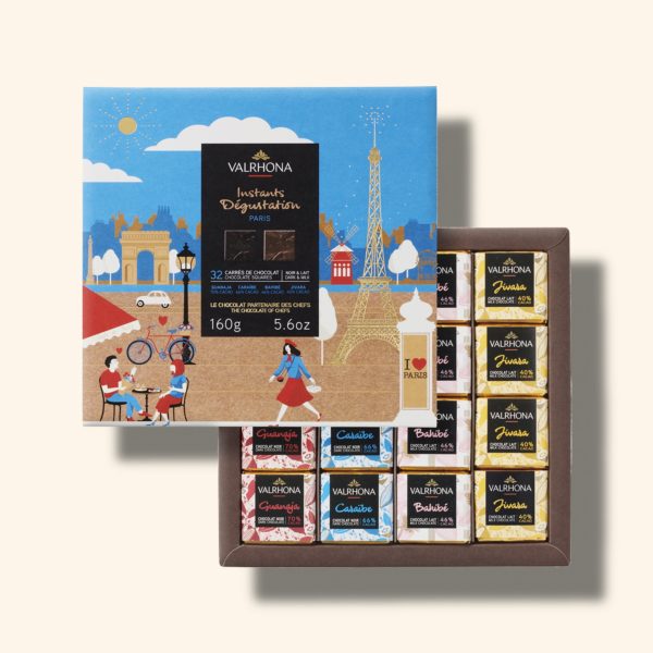 Coffret 32 carrés de chocolat lait et noir - Paris - 160g - VALRHONA