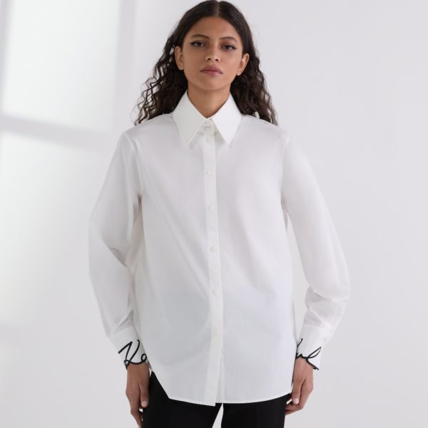 Karl Lagerfeld, Chemise À Poignets Karl Signature, Femme, Blanc, Taille: X48