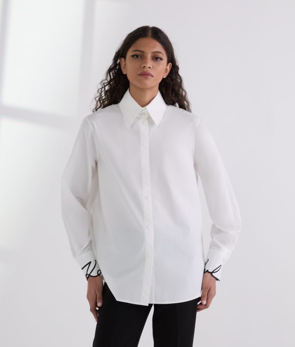 Karl Lagerfeld, Chemise À Poignets Karl Signature, Femme, Blanc, Taille: X48