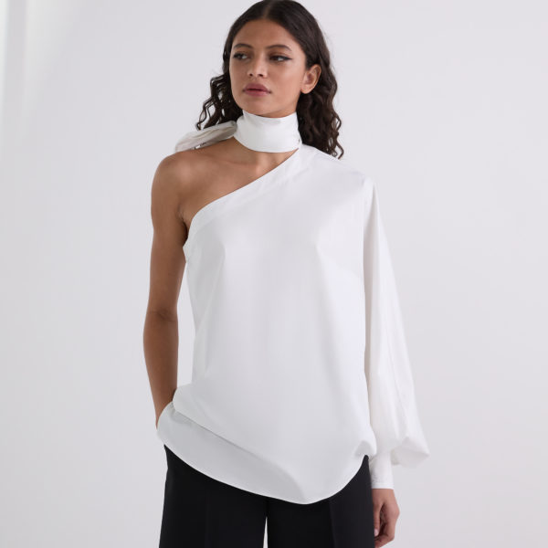 Karl Lagerfeld, Chemise À Une Manche Avec Détail Noué, Femme, Blanc, Taille: X48