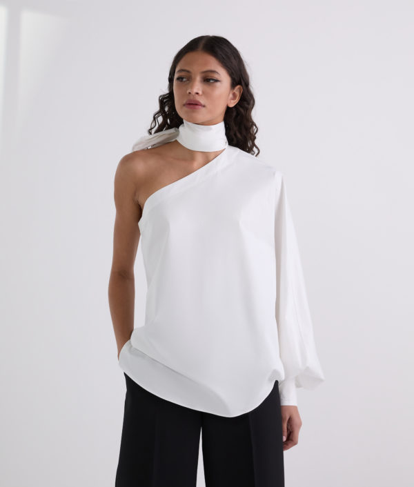 Karl Lagerfeld, Chemise À Une Manche Avec Détail Noué, Femme, Blanc, Taille: X48