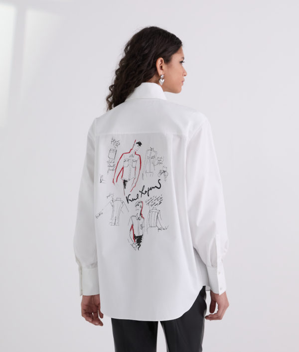 Karl Lagerfeld, Chemise En Popeline Karl Series, Femme, Blanc, Taille: X48