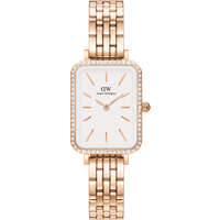 Daniel Wellington DW Montre 20x26mm Quadro Lumine Bezel 5-Link Melrose Rose Gold