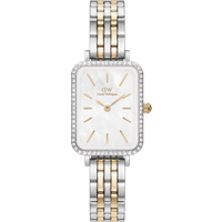 Daniel Wellington DW Montre 20x26mm Quadro Lumine Bezel 5-Link Two-Tone MOP Silver