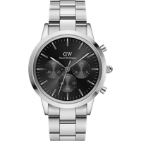 Daniel Wellington DW Montre 42mm Iconic Chronograph Link Onyx S Silver