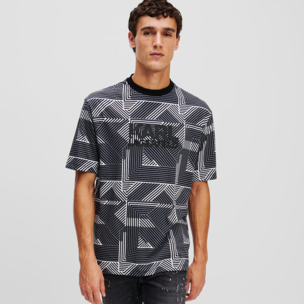 Karl Lagerfeld, T-shirt Imprimé Façon All-over, Homme, Noir, Taille: LXXL