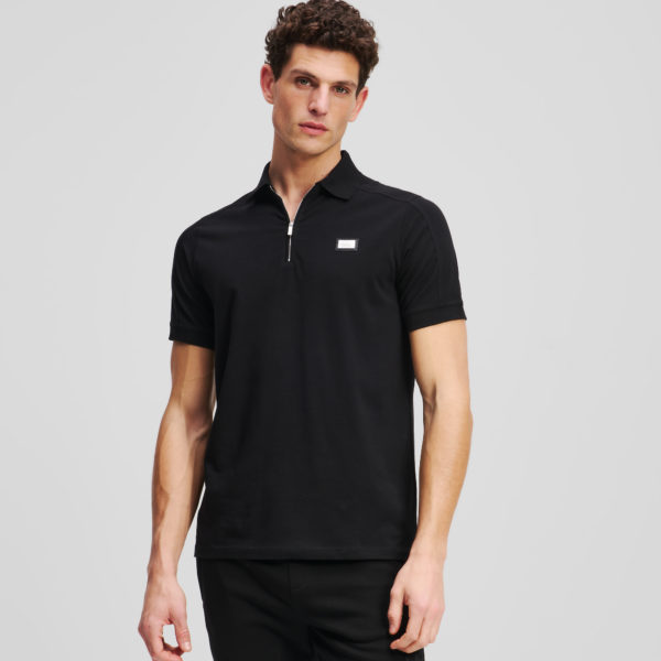 Karl Lagerfeld, Polo Avec Fermeture À Glissière, Homme, Noir, Taille: LXXL