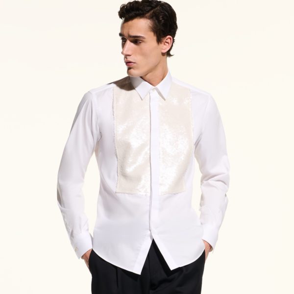 Karl Lagerfeld, Chemise À Sequins Kl Studio, Homme, Blanc Cassé, Taille: L44