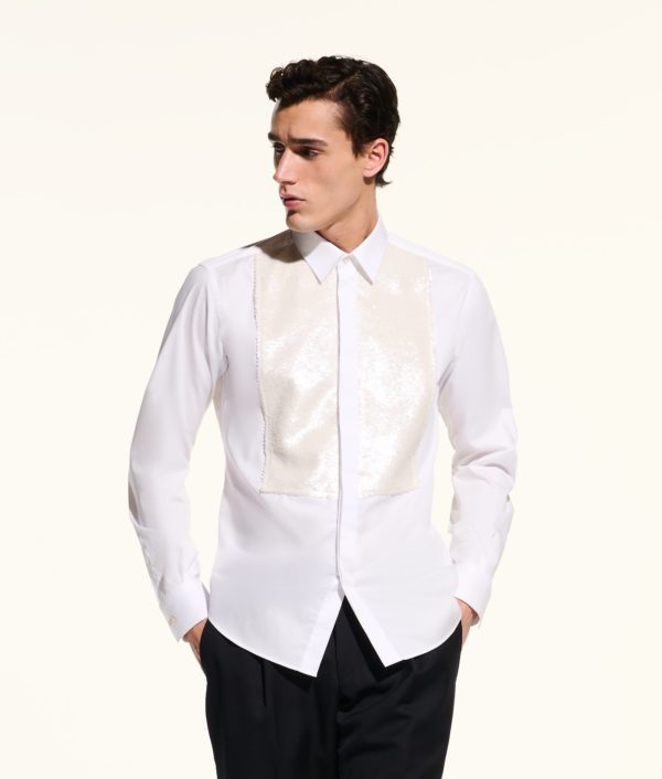 Karl Lagerfeld, Chemise À Sequins Kl Studio, Homme, Blanc Cassé, Taille: L44