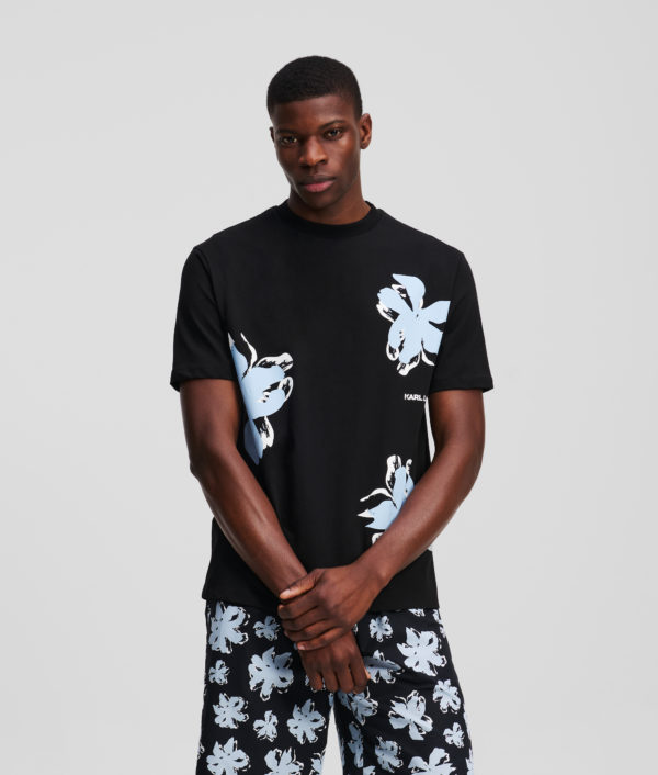 Karl Lagerfeld, T-shirt À Imprimé Floral, Homme, Noir, Taille: LXXL