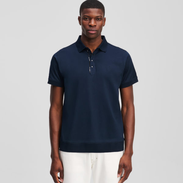 Karl Lagerfeld, Polo À Boutons-pression, Homme, Bleu Nuit, Taille: LXXL